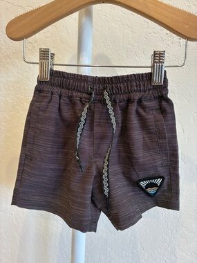 Kids black seafarer Hybrid Shorts with Drawstring and Patch